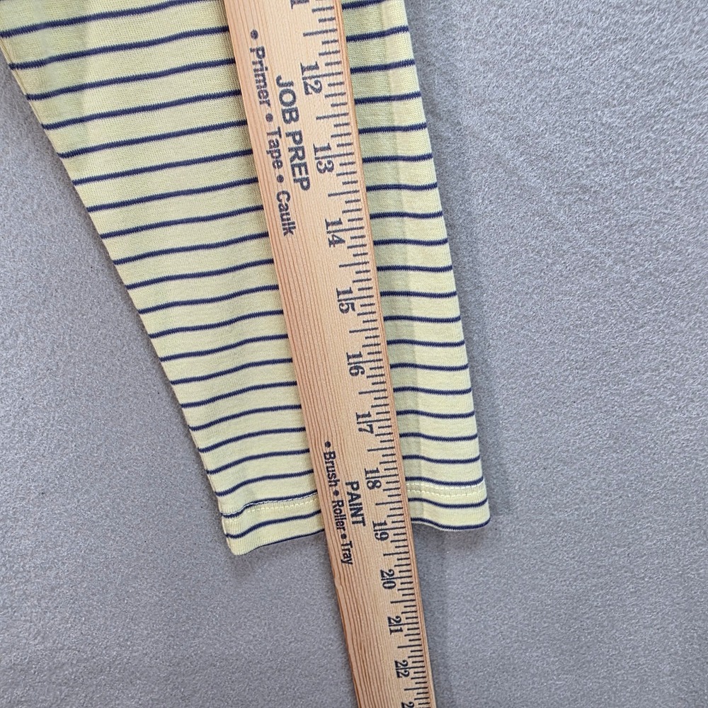 J Jill Striped Shirt Womens M Yellow Navy Pima Cotton Top Coastal Striped Vneck - Picture 8 of 9